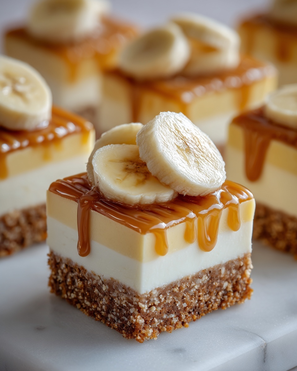Banana Cream Cheese Bars with Caramel Drizzle Recipe - Recipe Image