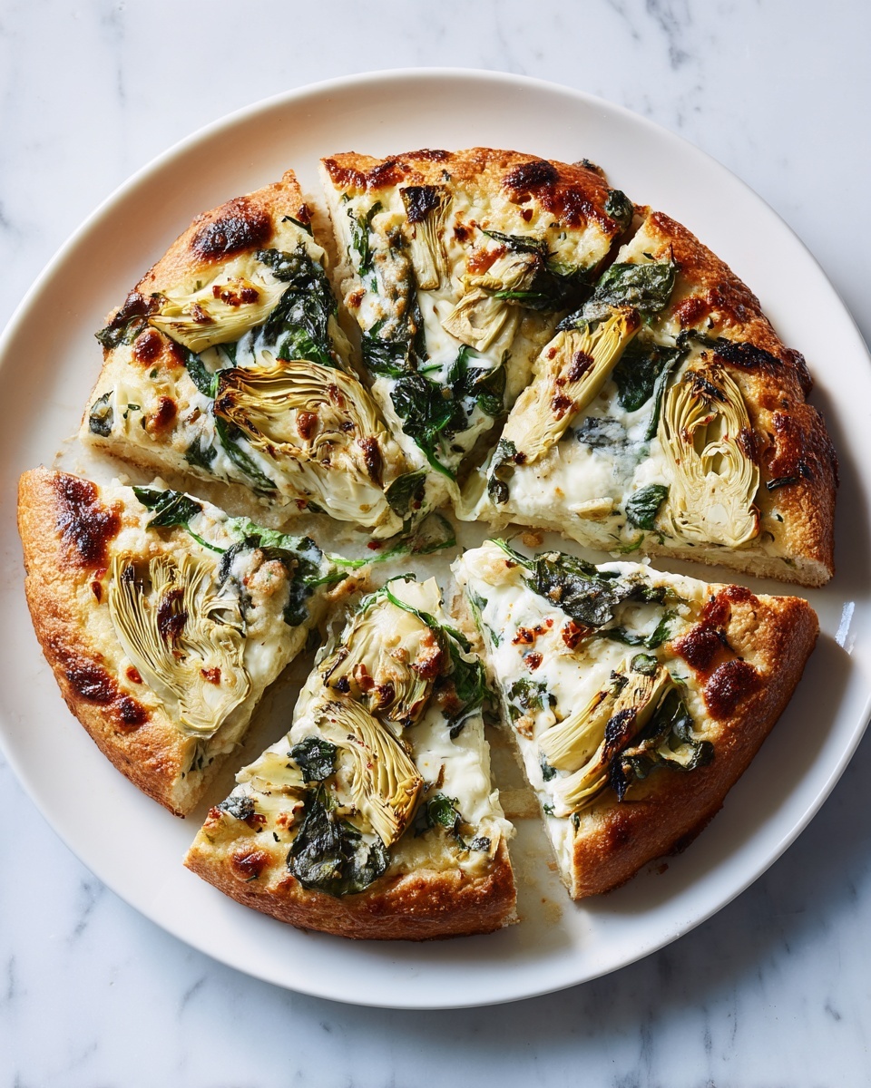 High Protein Spinach Artichoke Pizza Recipe - Recipe Image