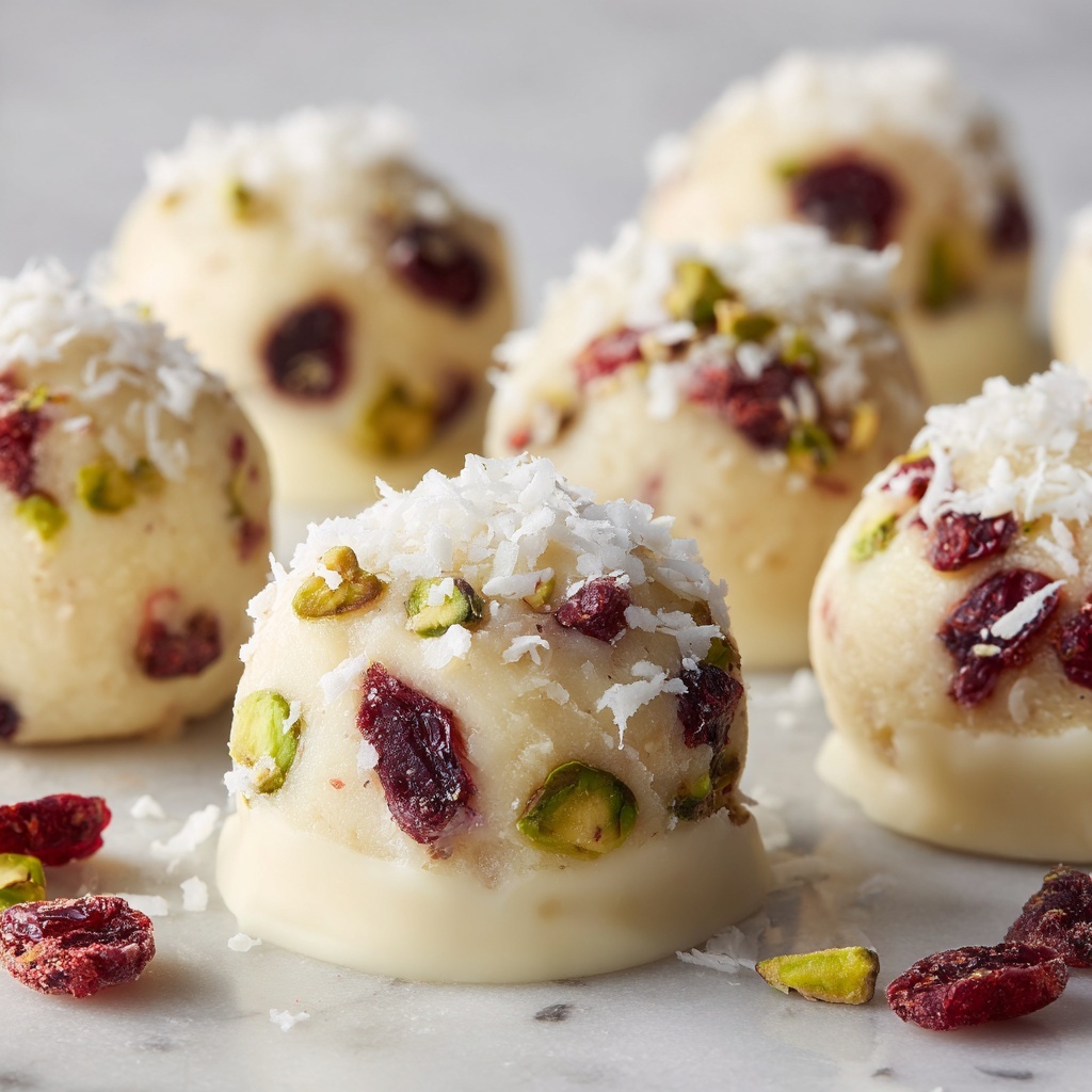 Cranberry Pistachio White Chocolate Truffles Recipe - Recipe Image