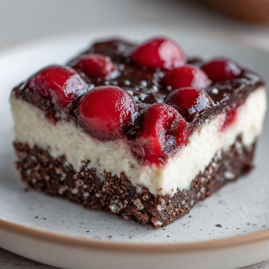 Irresistible Cherry Chocolate Brownie Cheesecake Bars Recipe - Recipe Image