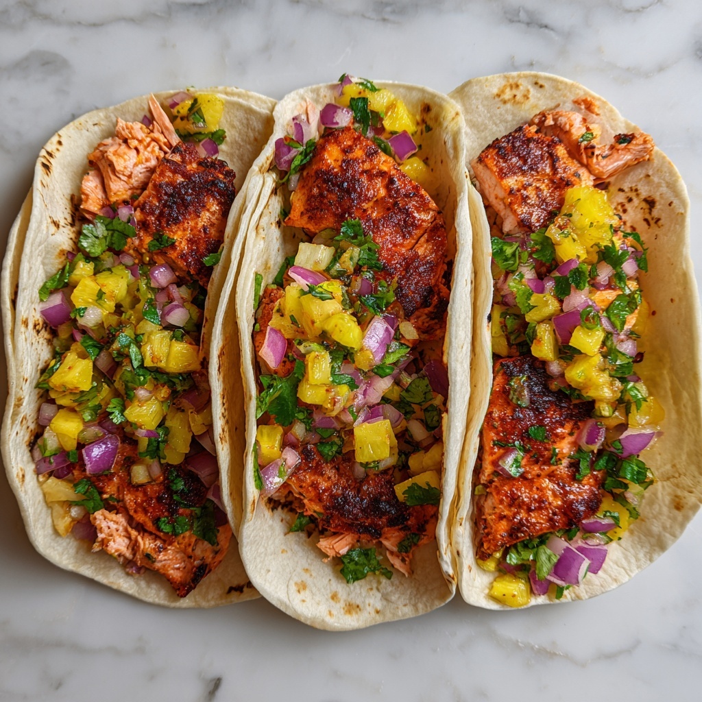 Chipotle Honey Salmon Tacos with Pineapple Salsa Recipe - Recipe Image