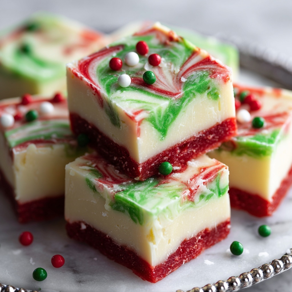 Christmas Swirled White Chocolate Fudge Recipe - Recipe Image