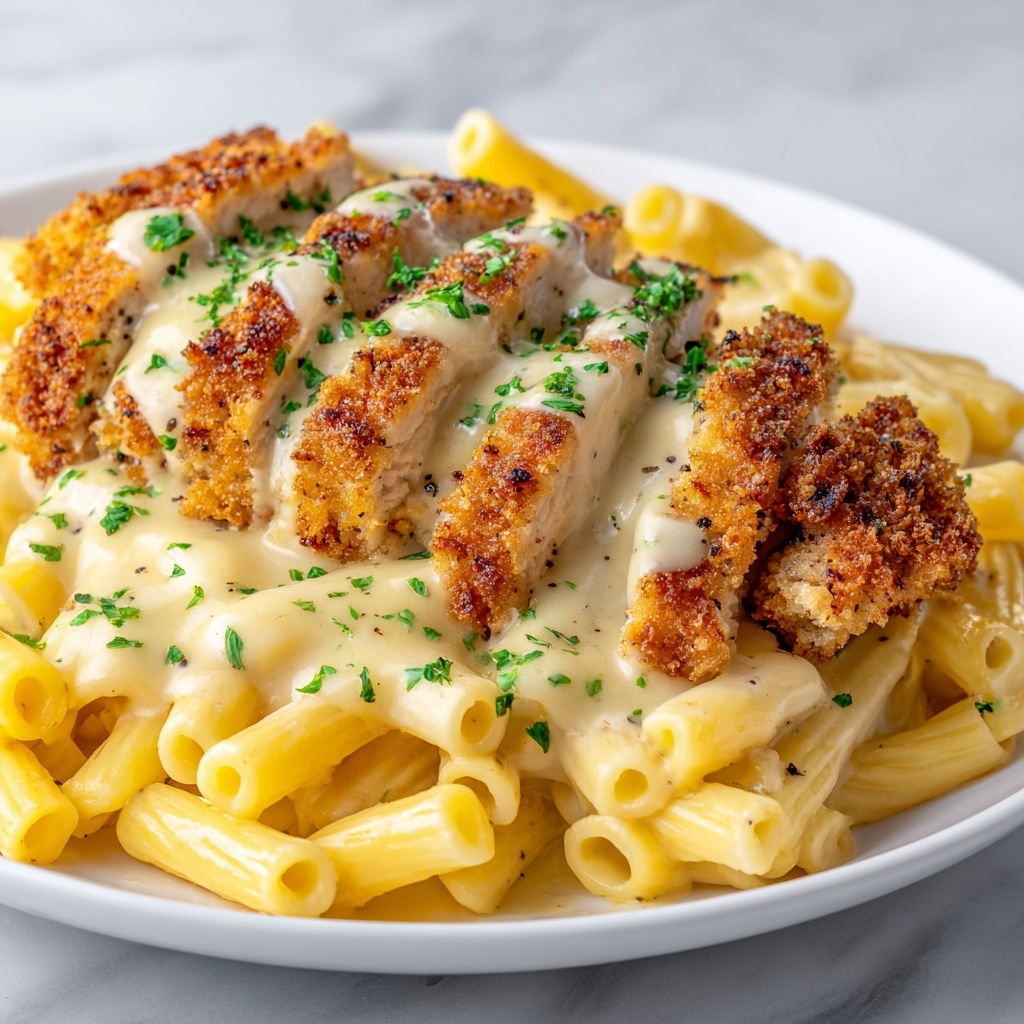 Crispy Chicken with Creamy Parmesan Pasta Recipe - Recipe Image