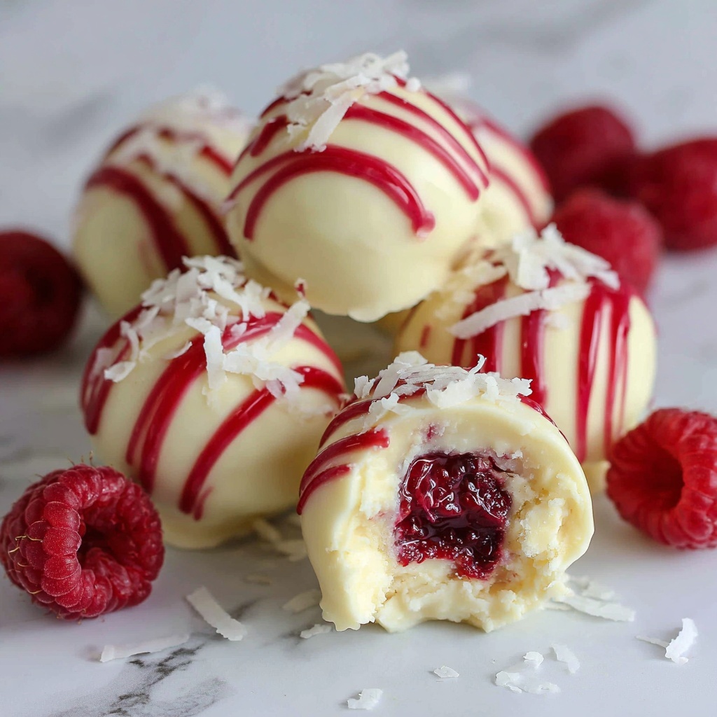 White Chocolate Raspberry Cheesecake Balls Recipe - Recipe Image