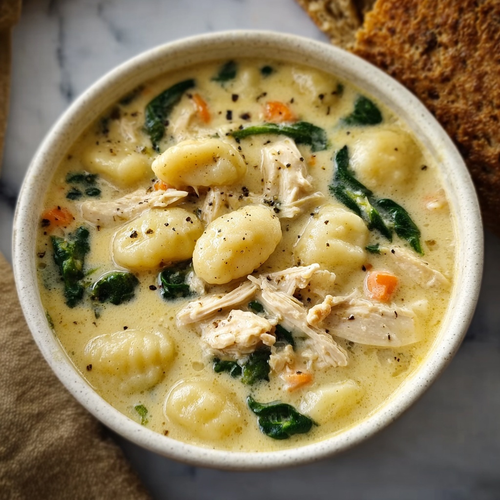 Creamy Garlic Chicken Gnocchi Soup Recipe - Recipe Image