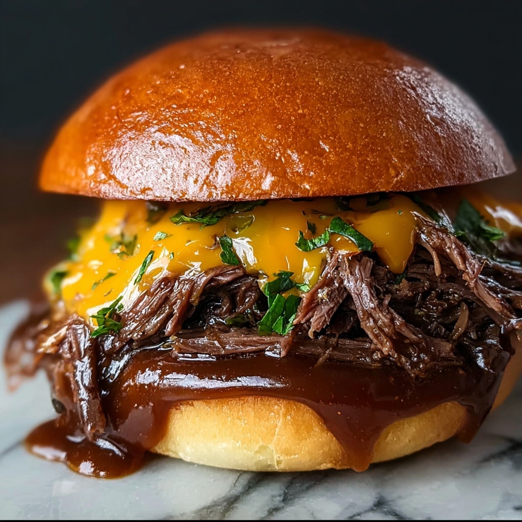Pulled Beef Sandwich with Smoky Barbecue and Coleslaw Recipe - Recipe Image