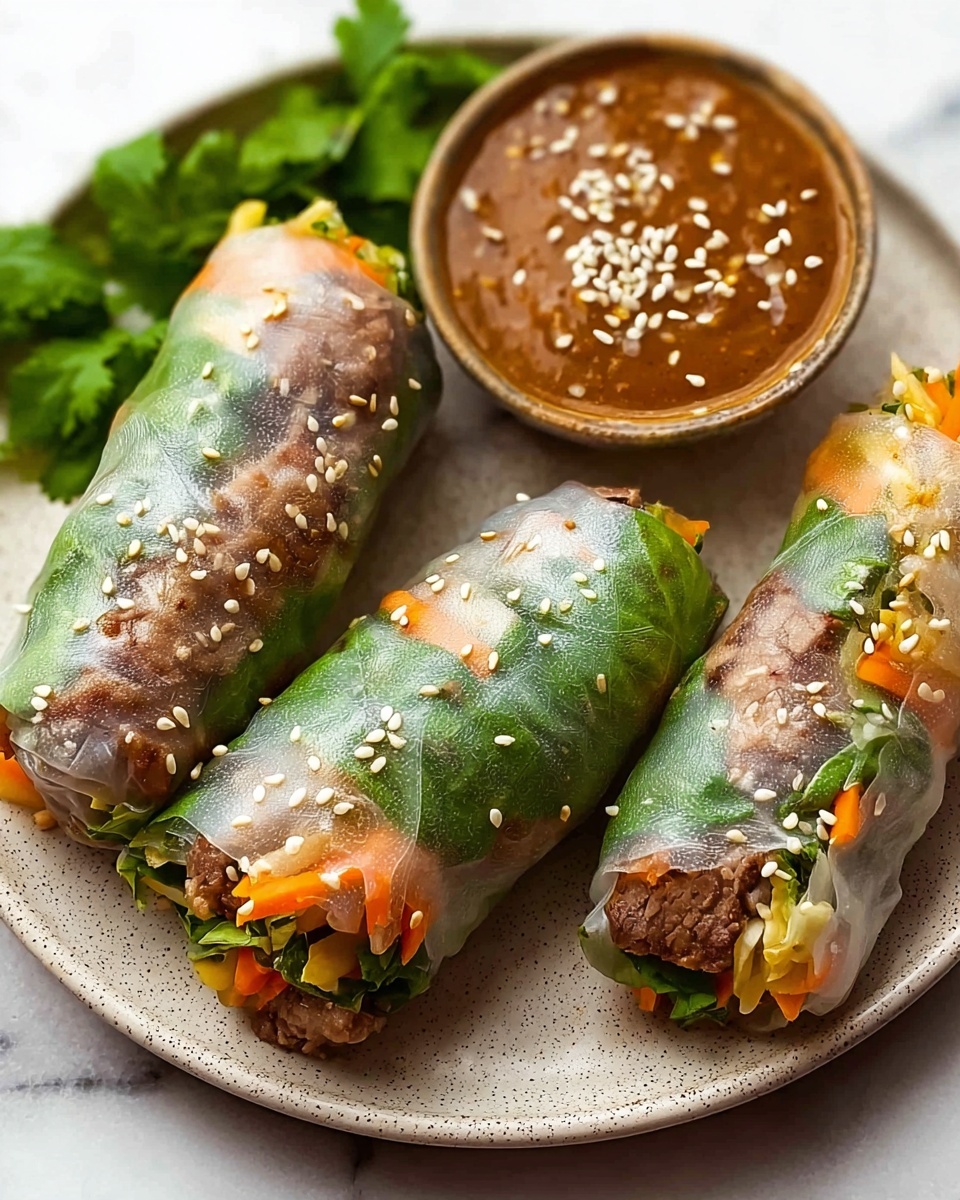 Beef Spring Rolls with Peanut Lime Sauce Recipe - Recipe Image