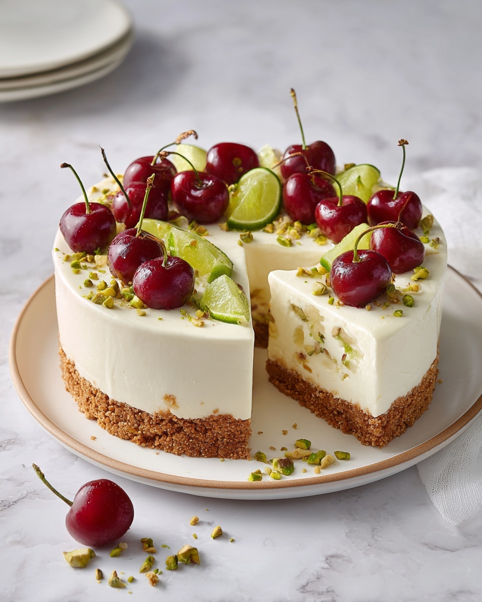 Lemon-Lime Cherry Pistachio Cheesecake Recipe - Recipe Image