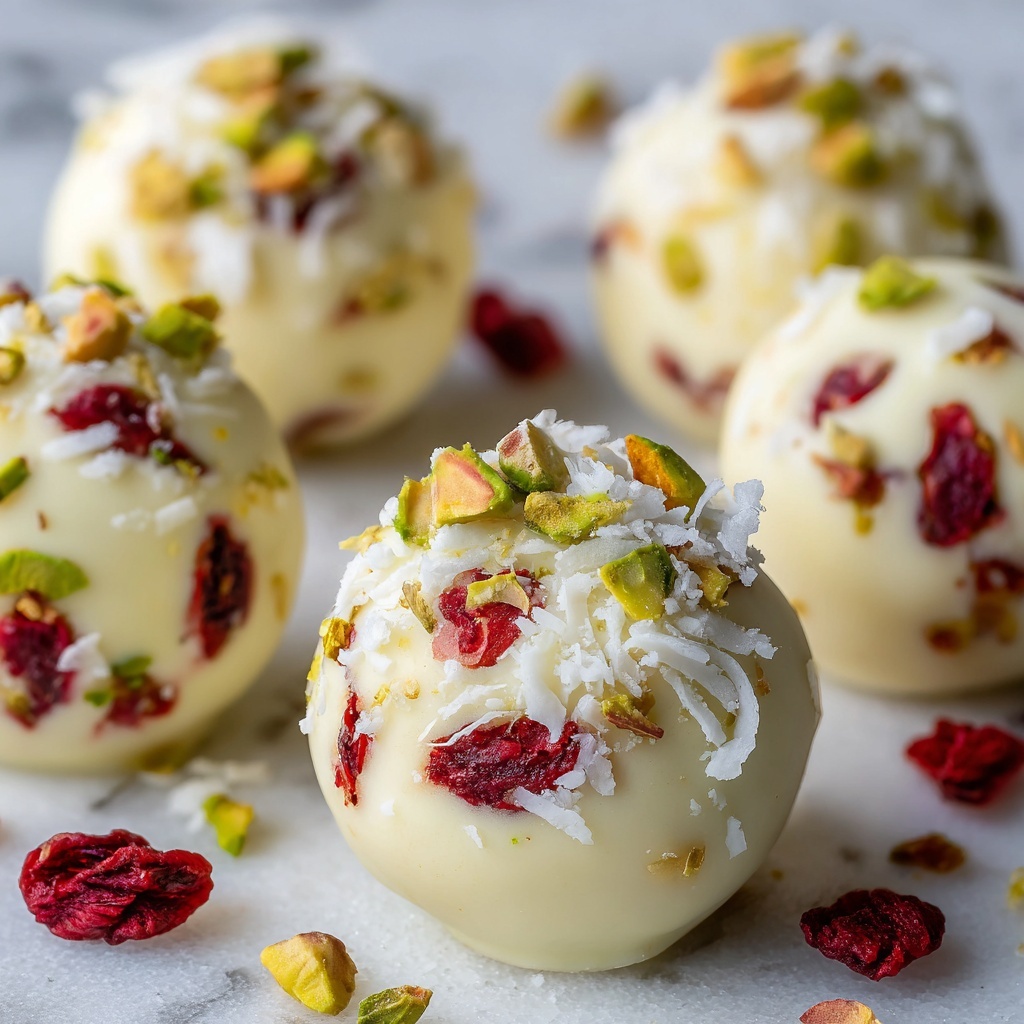 Cranberry Pistachio White Chocolate Truffles Recipe - Recipe Image