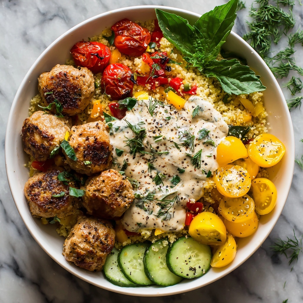 Mediterranean Ground Turkey Meatball Bowl Recipe - Recipe Image