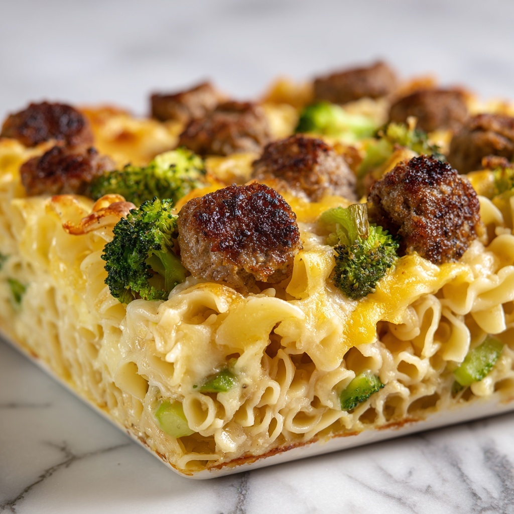 Cheesy Sausage and Broccoli Pasta with Crescent Rolls Recipe - Recipe Image