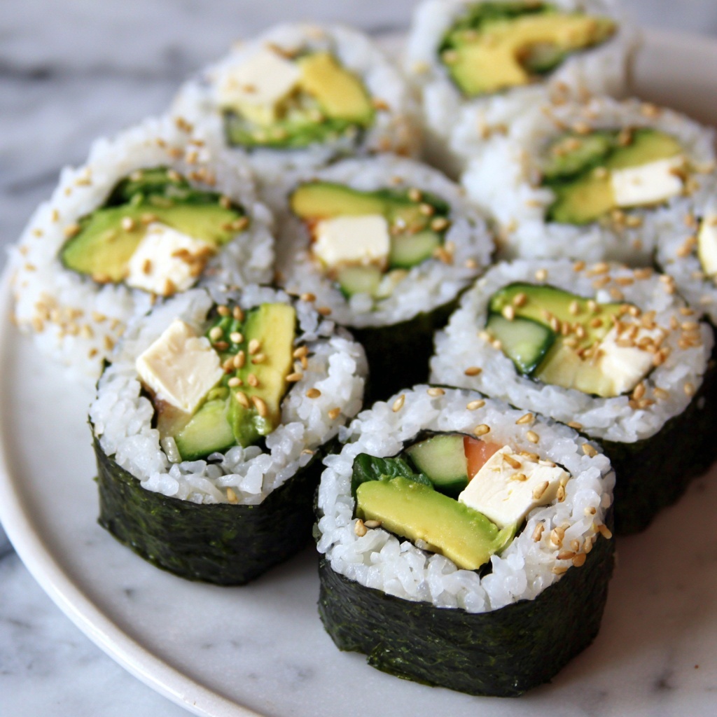 Easy Vegan Avocado Sushi Rolls Recipe - Recipe Image