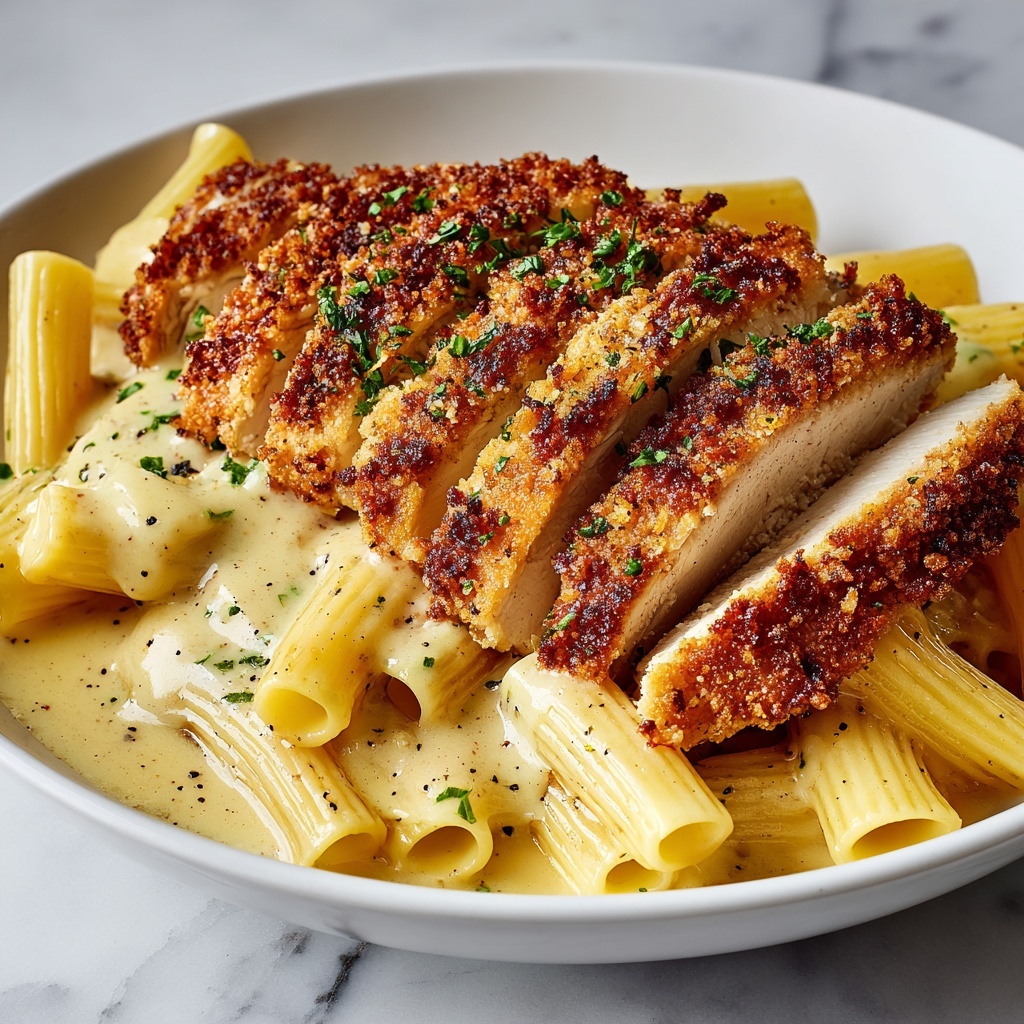 Crispy Chicken with Creamy Parmesan Pasta Recipe - Recipe Image
