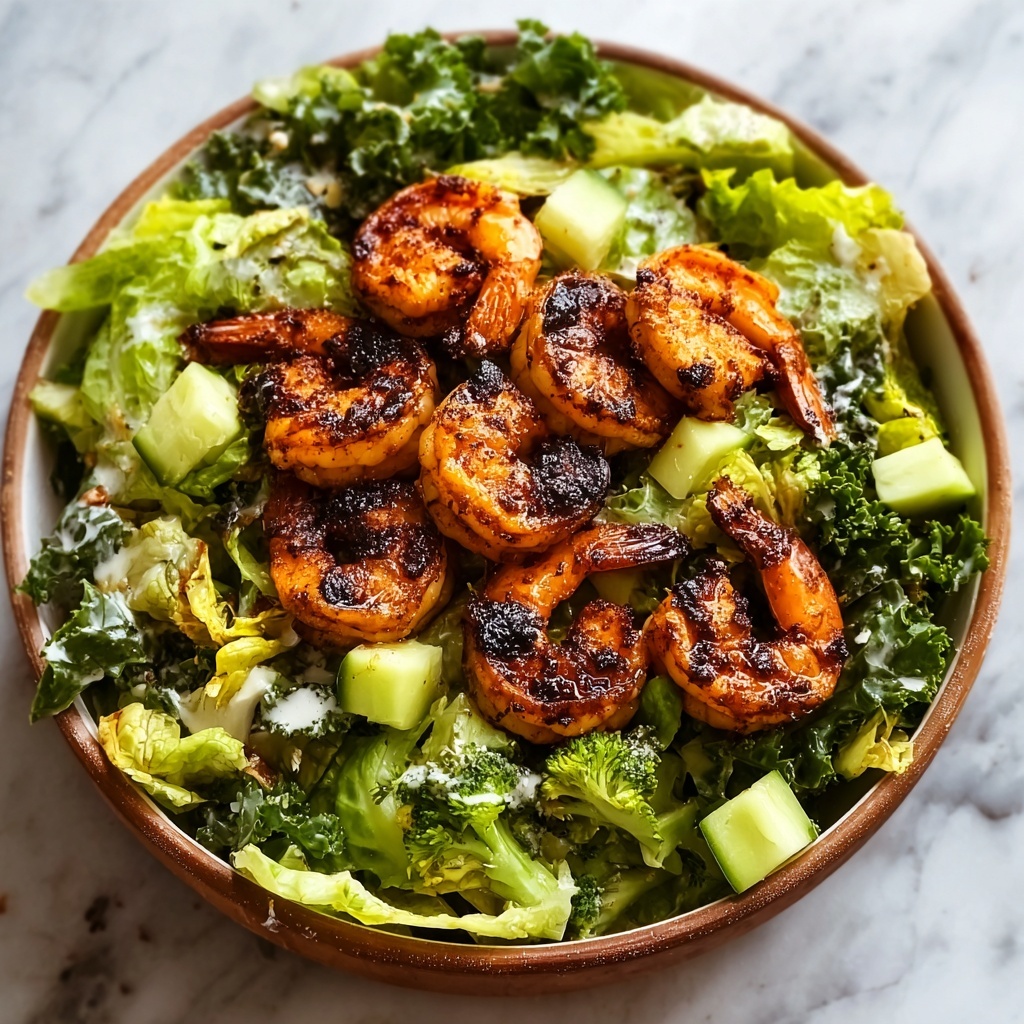 Hot Honey Blackened Shrimp Caesar Salad Recipe - Recipe Image