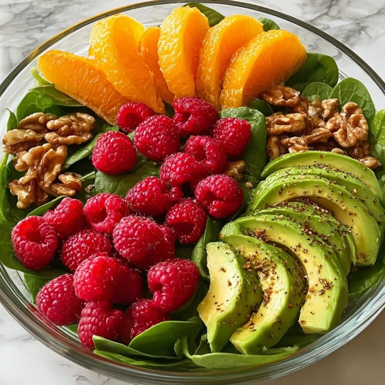 Raspberry-Spinach Salad with Avocado & Walnuts Recipe