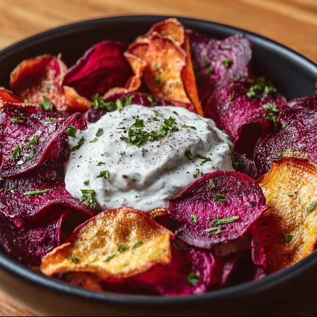 Roasted Beet Chips with Whipped Feta Dip Recipe - Recipe Image