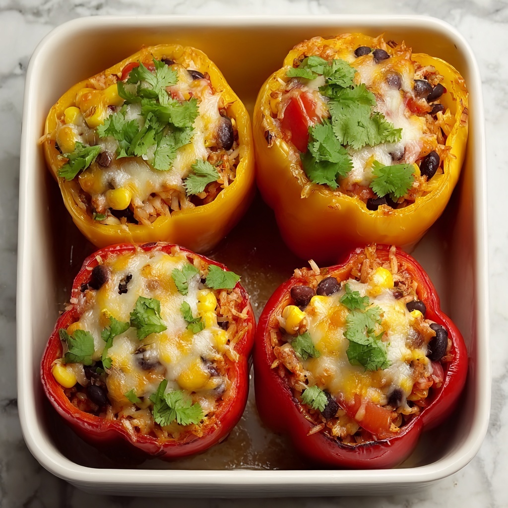 Stuffed Bell Peppers with Melted Cheese Recipe - Recipe Image