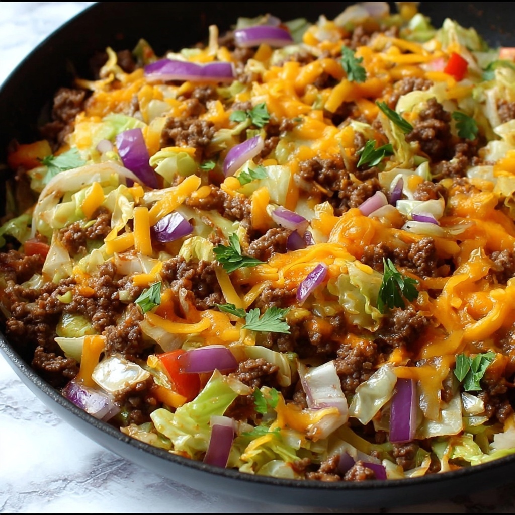 Ground Beef Taco Cabbage Skillet Recipe - Recipe Image