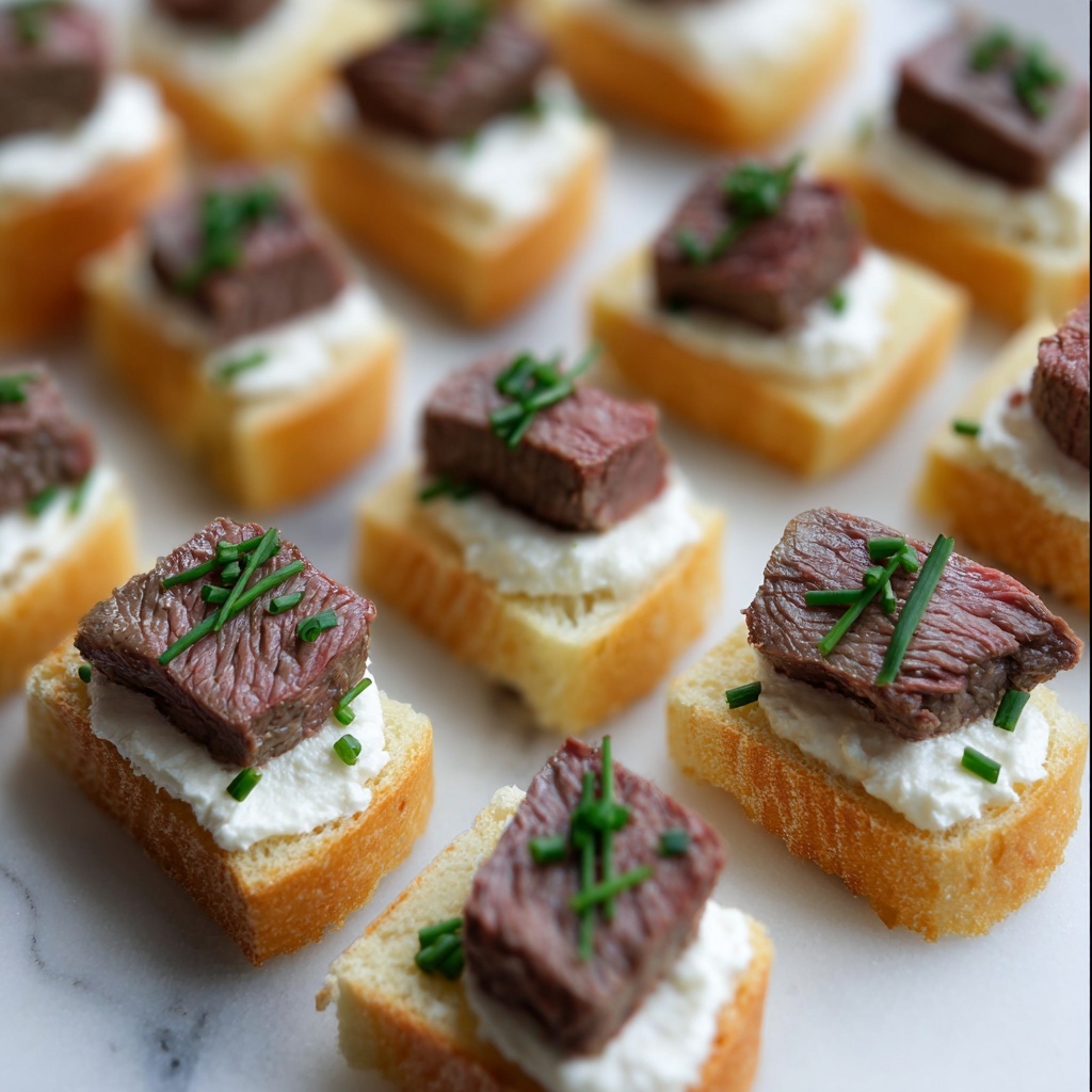 Burrata and Steak Crostini Recipe - Recipe Image