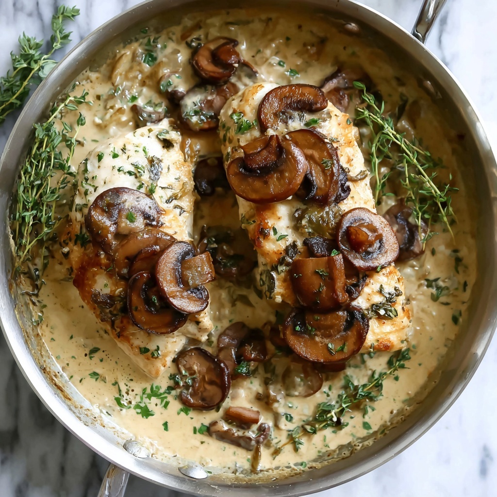 One Pan Chicken with Mushrooms in Creamy Parmesan Sauce Recipe - Recipe Image