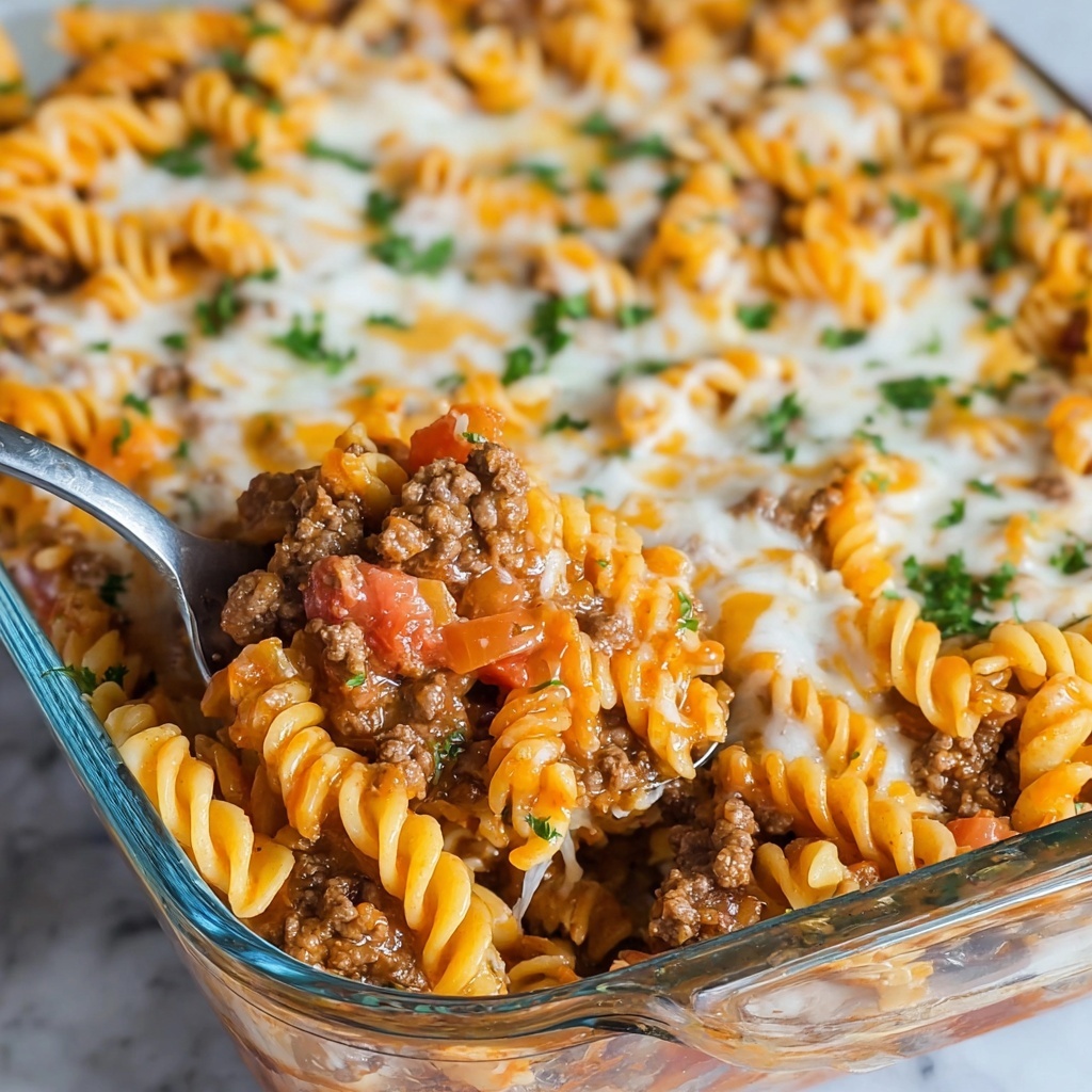 Ground Beef Pasta Casserole with Cheddar and Mozzarella Recipe - Recipe Image
