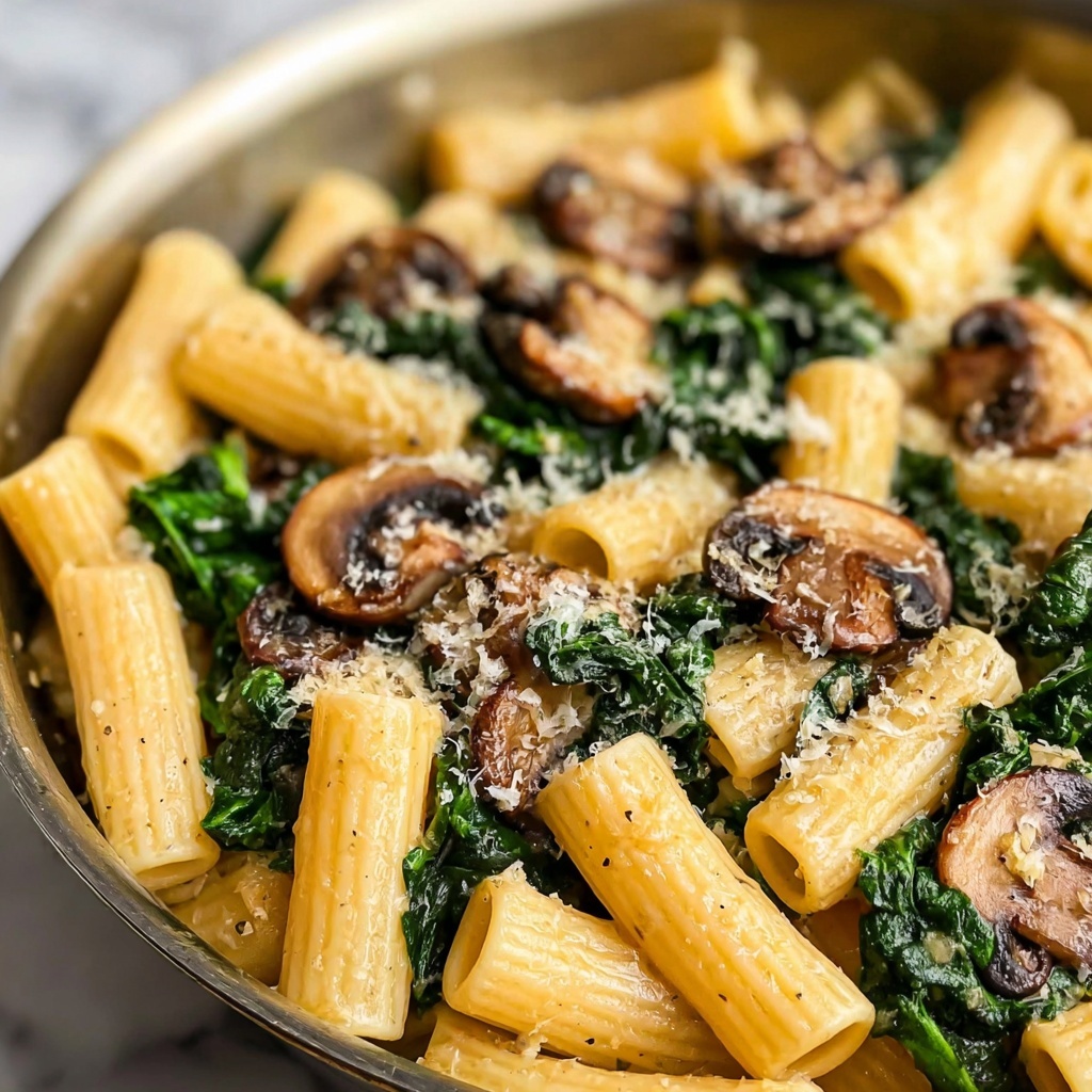 Creamy Spinach and Mushroom Pasta Recipe - Recipe Image