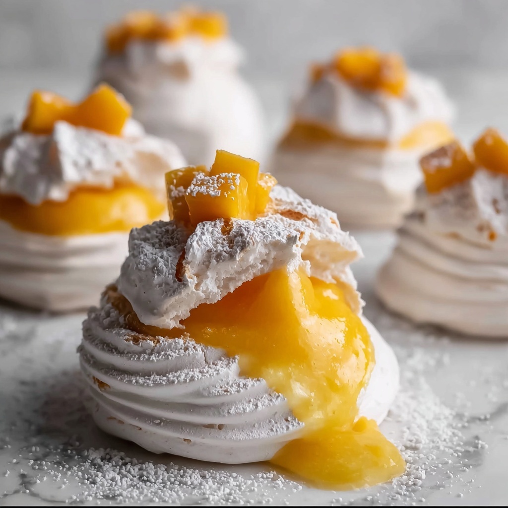 Miso Mango Meringue Clouds with Caramel Swirl Recipe - Recipe Image