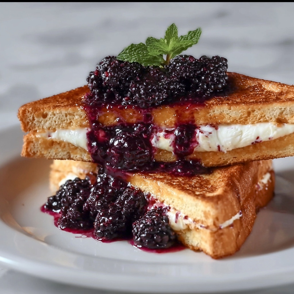 Cream Cheese Stuffed French Toast with Blackberry Sauce Recipe - Recipe Image