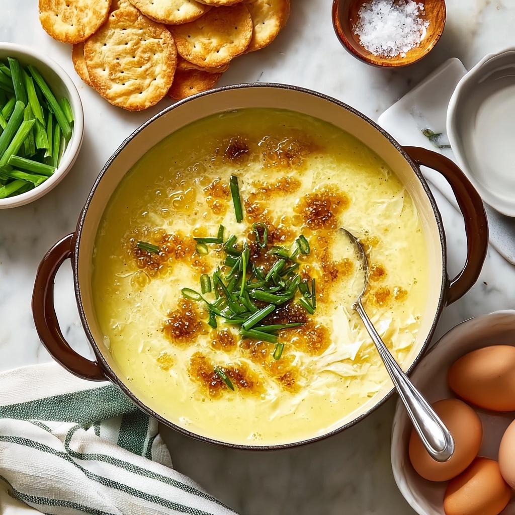 Egg Drop Soup with Crispy Wonton Strips and Gingery Broth Recipe - Recipe Image
