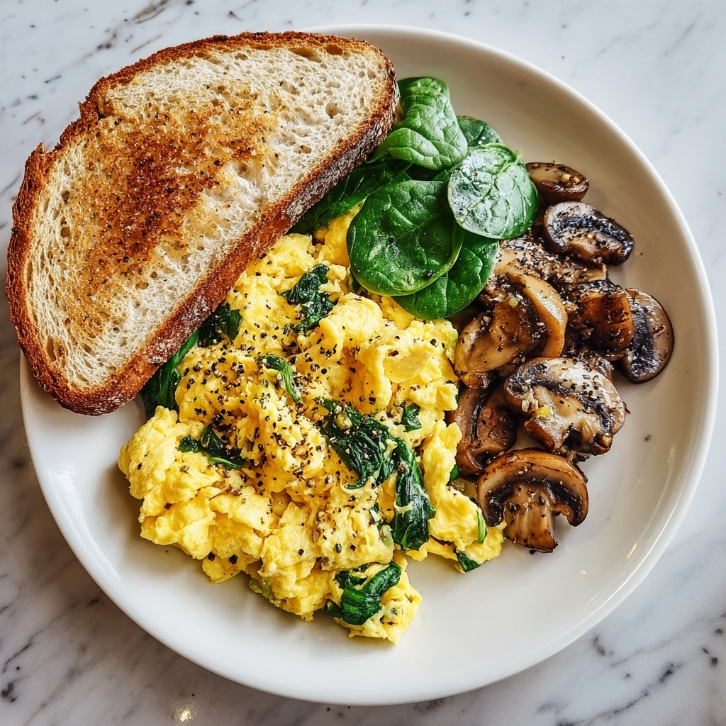 Mushroom-Spinach Scrambled Eggs Recipe - Recipe Image