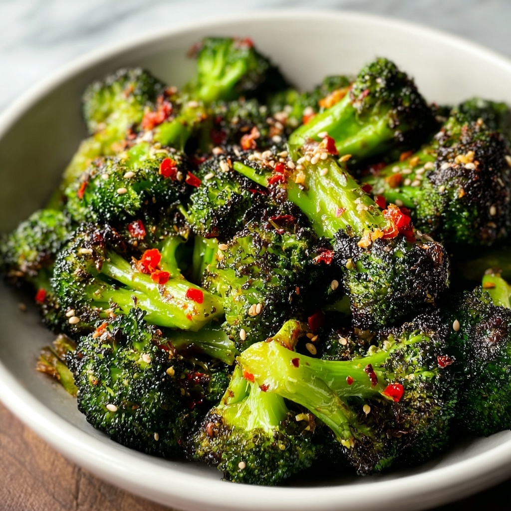 Smashed Chilli Garlic Broccoli with Peanut Butter Dipping Sauce Recipe - Recipe Image