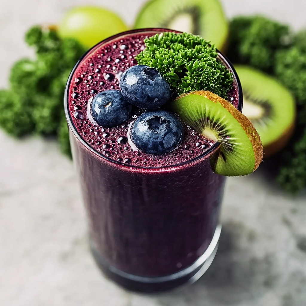 Detox Green Apple Blueberry Spinach Smoothie Recipe - Recipe Image