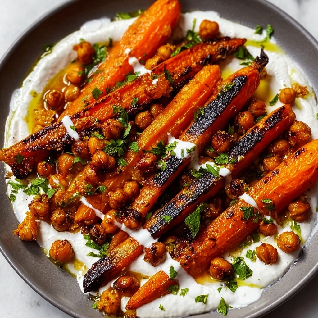 Spicy Maple Roasted Carrots with Crispy Chickpeas and Yogurt Sauce Recipe - Recipe Image