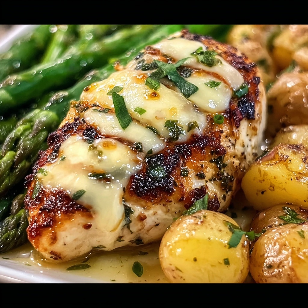Honey Mustard Chicken with Roasted Asparagus and Cheese Recipe - Recipe Image