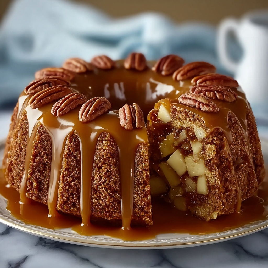 Apple Pecan Cake with Caramel Glaze Recipe - Recipe Image