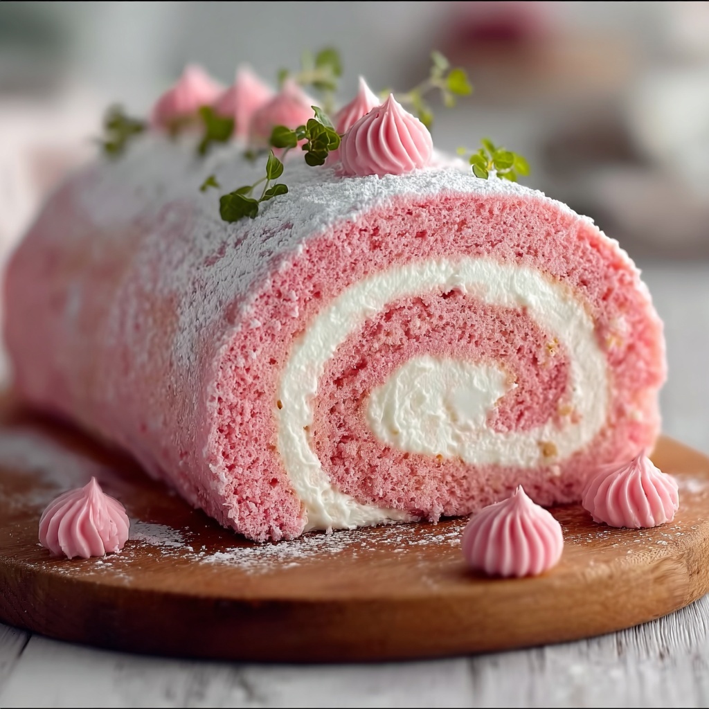 Pink Velvet Roll Cake Recipe - Recipe Image