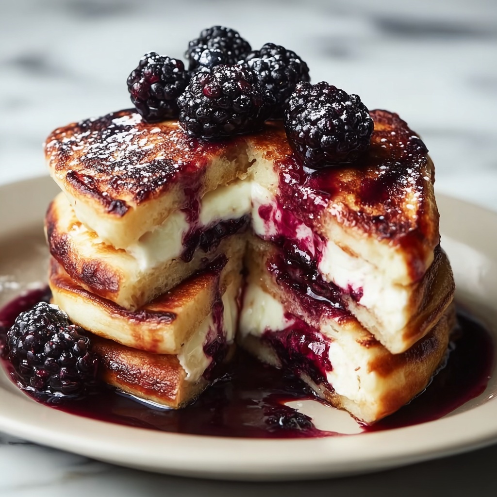 Cream Cheese Stuffed Blackberry Compote French Toast Recipe - Recipe Image