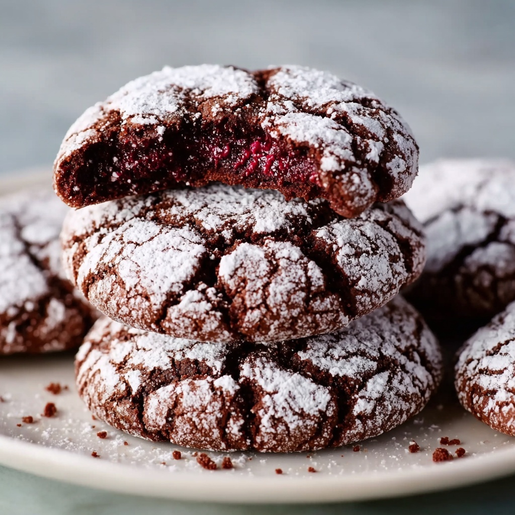 Chocolate Raspberry Crinkle Cookies Recipe - Recipe Image
