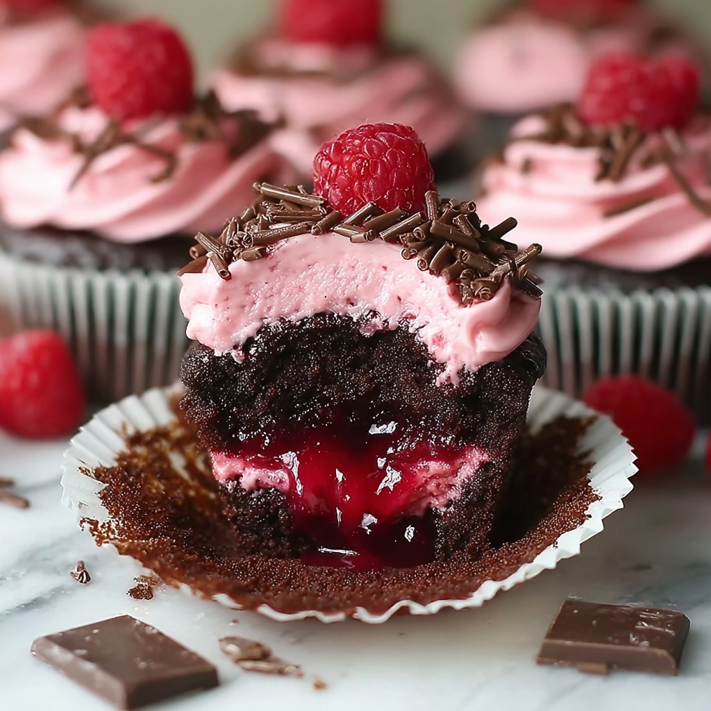 Raspberry Chocolate Lava Cupcakes Recipe - Recipe Image