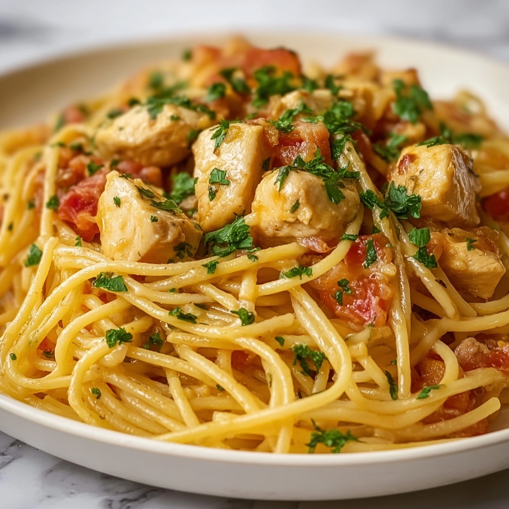 Monterey Chicken Spaghetti: A Cheesy Delight with a Crunchy Topping Recipe - Recipe Image