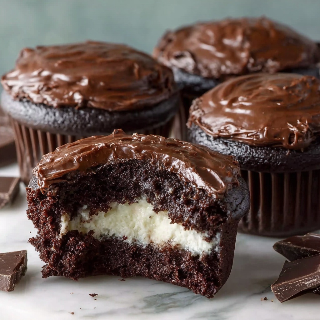 Cheesecake Stuffed Chocolate Cupcakes Recipe - Recipe Image