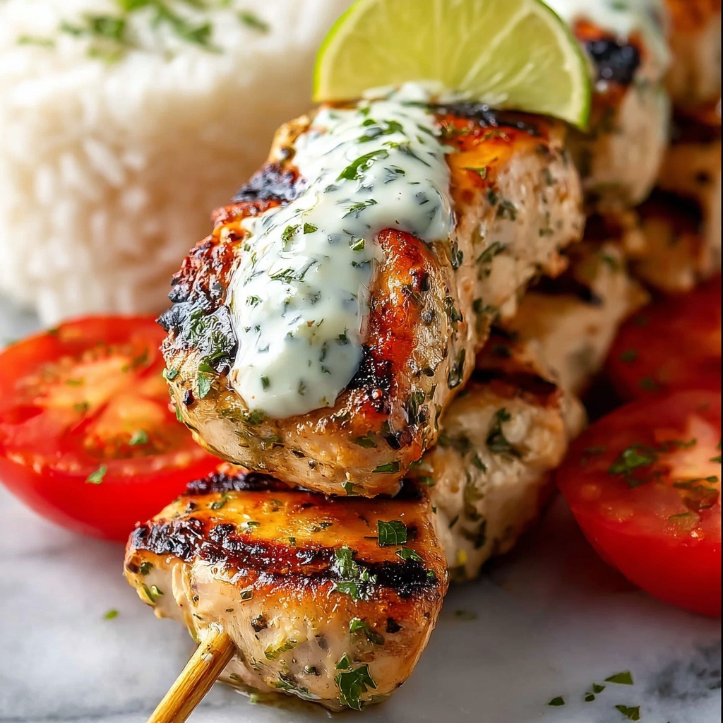 Grilled Chicken Souvlaki with Fresh Herbs and Lemon Recipe - Recipe Image