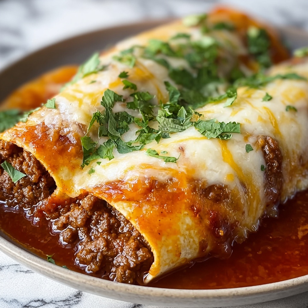Ground Beef Enchiladas with Spanish Rice and Cheddar Recipe - Recipe Image
