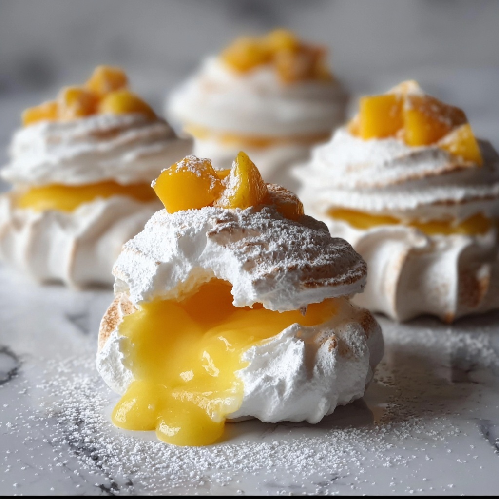Miso Mango Meringue Clouds with Caramel Swirl Recipe - Recipe Image