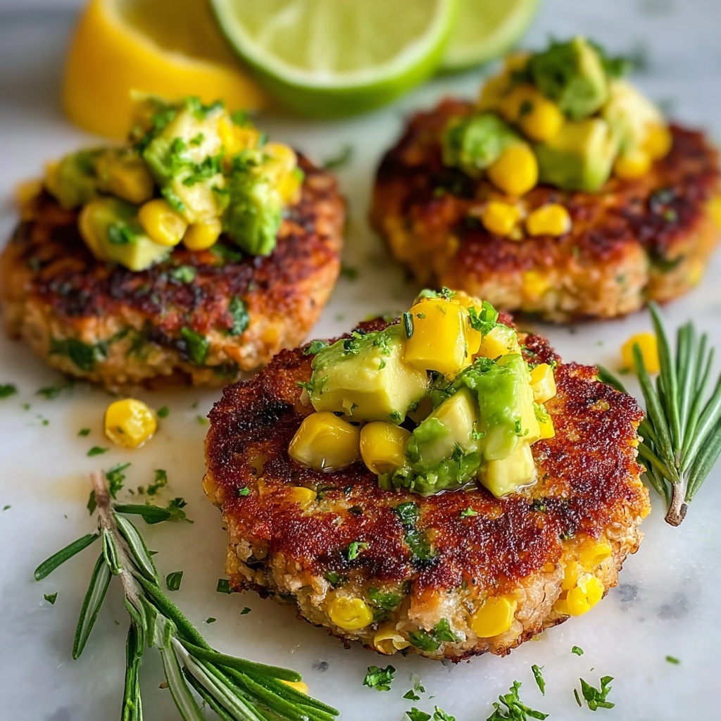 Chicken Burgers with Avocado Corn Salsa Recipe - Recipe Image