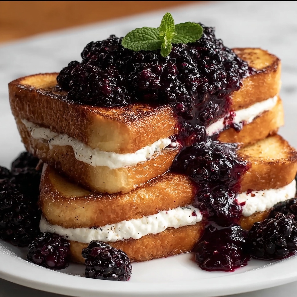 Cream Cheese Stuffed French Toast with Blackberry Sauce Recipe - Recipe Image