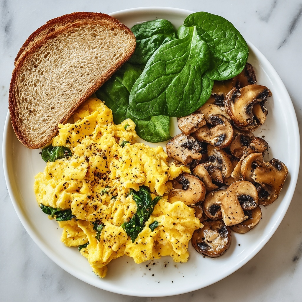 Mushroom-Spinach Scrambled Eggs Recipe - Recipe Image