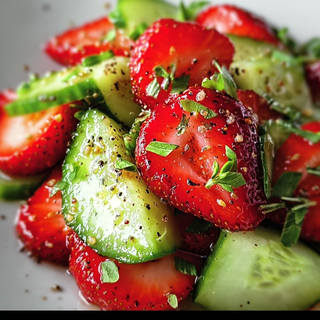 Strawberry Cucumber Salad with Fresh Basil and Balsamic Dressing Recipe - Recipe Image