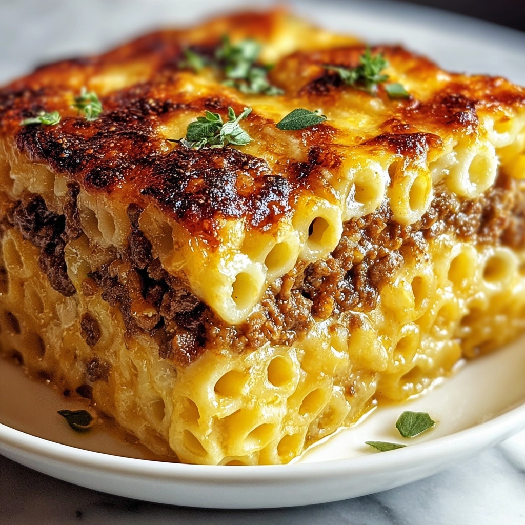 Creamy Baked Mac and Cheese with Cheddar, Mozzarella, Parmesan, and a Crunchy Breadcrumb Topping Recipe - Recipe Image