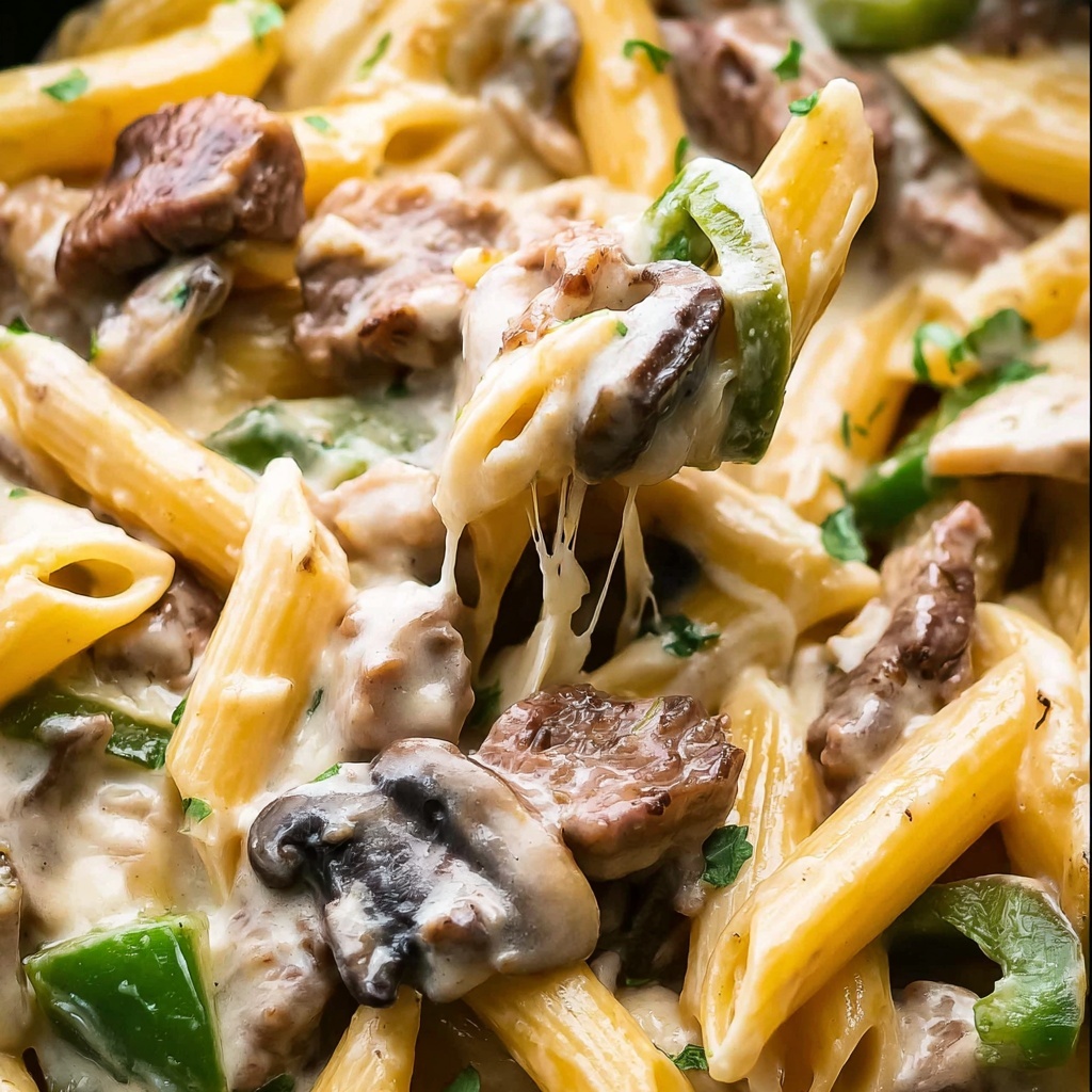 One Pot Philly Steak Pasta Recipe - Recipe Image